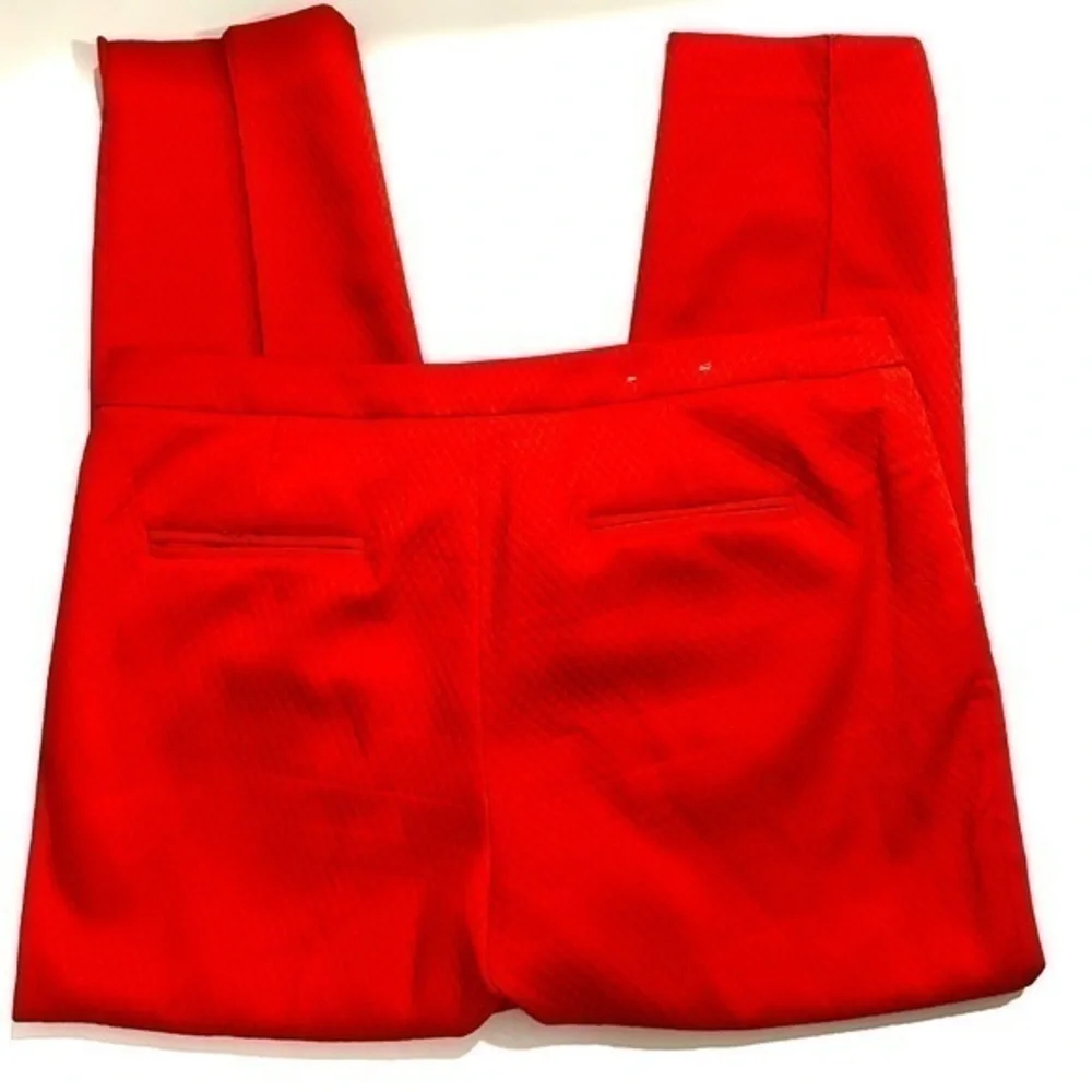 Dalia Collection Textured Diamond‎ Jacquard Slim Ankle Pants Red Women 10
